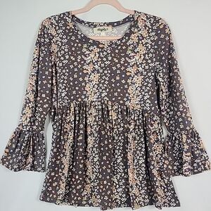 NEW HAPTICS by Holly Harper Sense Of Peace Long Sleeve Purple Floral Top Sz S